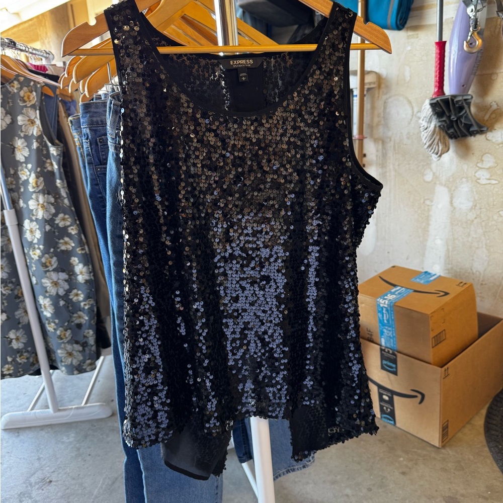 Express Black Sequin Women's Top
